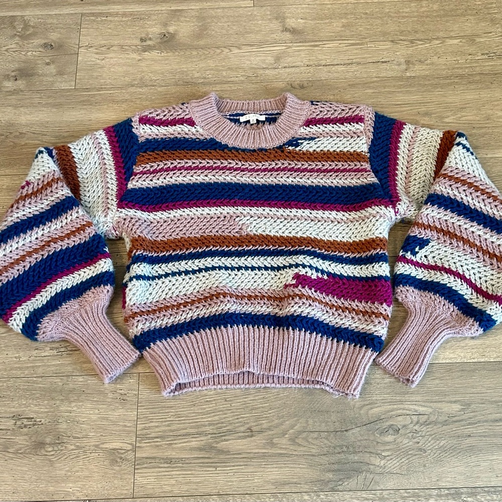 Z Supply Multicolor Striped Crew Neck Sweater